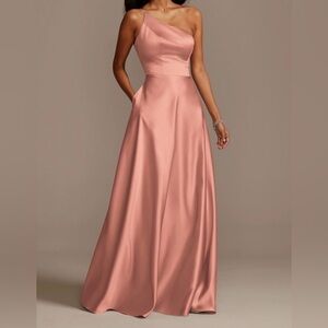 David's Bridal Dusty Rose Satin Prom Dress